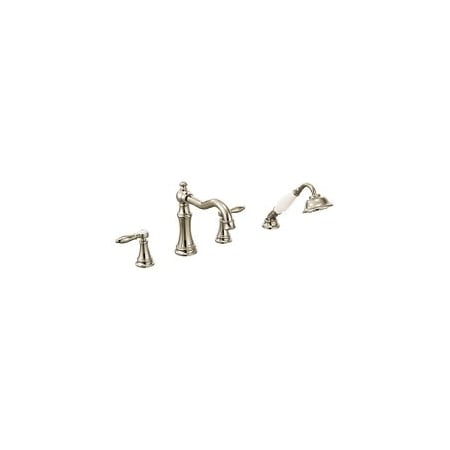 Two-Handle Roman Tub Faucet Includes Hand Shower Polished Nickel